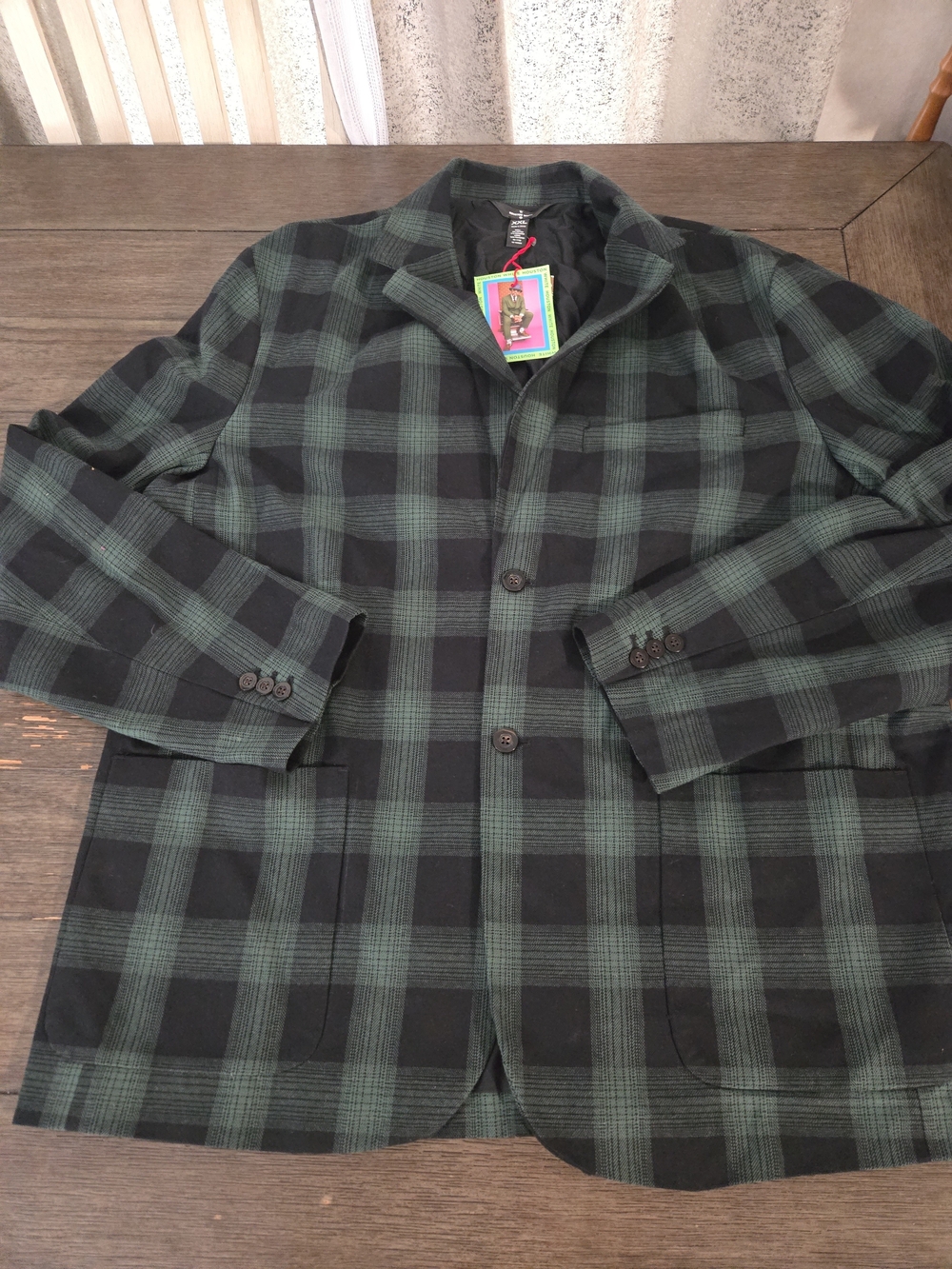 NWT Houston White Target Men Green Black Plaid Blazer Sport Coat Suit Jacket XXL